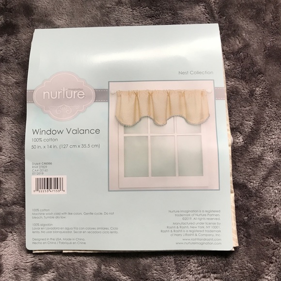 NEW Nurture Imagination Nest Collection Window Valance 100% Cotton Pom Pom Trim - Picture 8 of 8